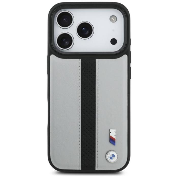 BMW - BMW iPhone 17 Pro Mobilskal MagSafe M Perforated Stripe Logo - Grå