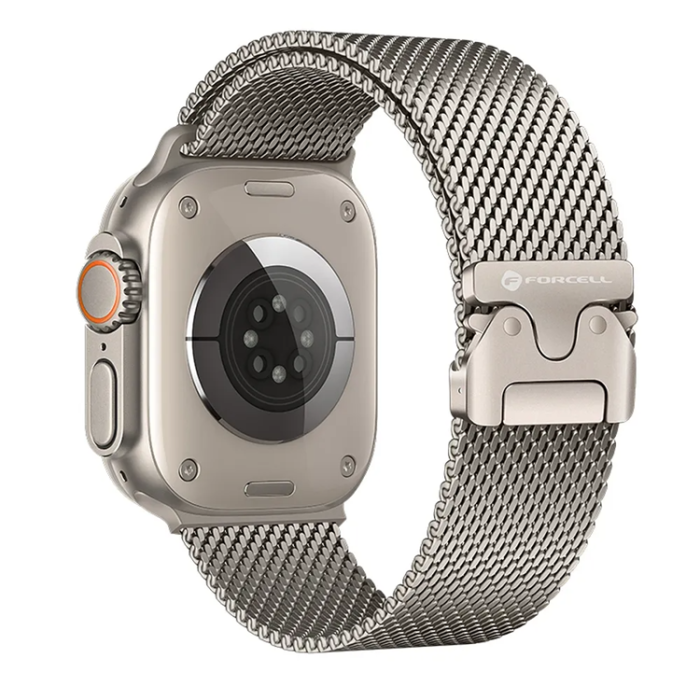 Forcell - Forcell Apple Watch (38/40/41) Armband Stainless Steel - Silver