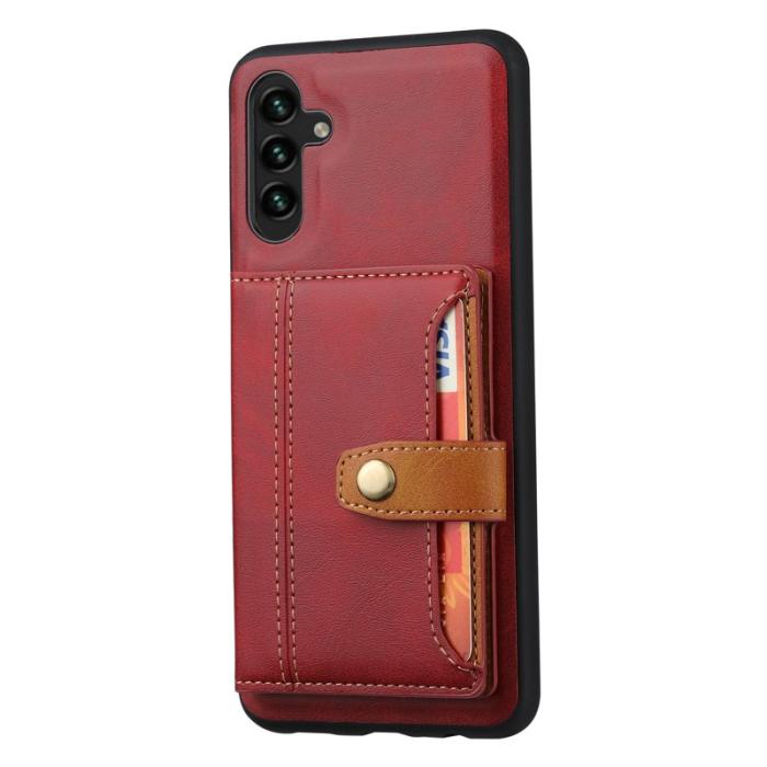 OEM - Mobilfodral för Samsung Galaxy S26 Plus Äkta läder Kortfack - Röd