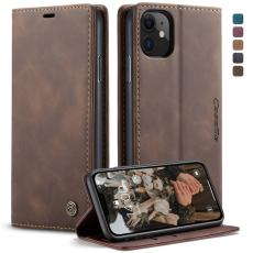 Caseme - CASEME 013 Flip Konstl&auml;der Pl&aring;nboksfodral f&ouml;r iPhone 11 6.1 tum - Brun