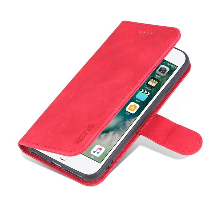 AZNS - AZNS iPhone 7/8/SE (2020/2022) Plånboksfodral Konstläder - Röd