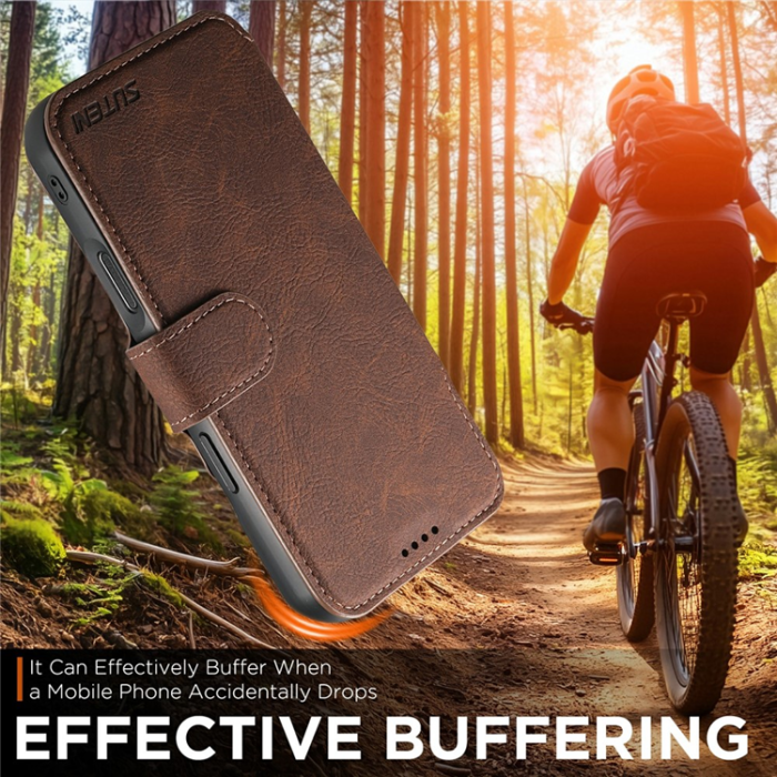 SUTENI - SUTENI iPhone 17 Pro Max Plånboksfodral Detachable Q-05 - Brun
