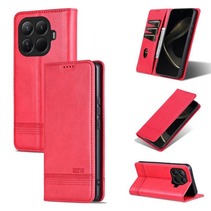 AZNS - AZNS Xiaomi 15T Pro Plånboksfodral Konstläder - Röd