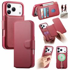 CASENEO - CASENEO iPhone 17 Pro Pl&aring;nboksfodral RFID Blocking Konstl&auml;der - R&ouml;d