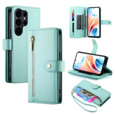 OEM - Samsung Galaxy S26 Ultra Pl&aring;nboksfodral Med Dragkedja Konstl&auml;der - Mintgr&ouml;n