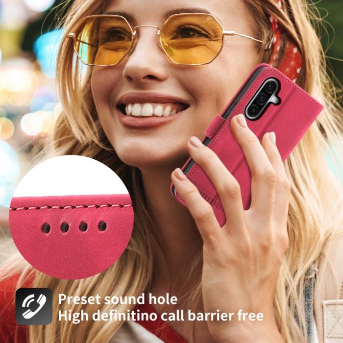 DIERFENG - DIERFENG DF-03 Plånboksfodral Konstläder för Samsung Galaxy A17 - Röd