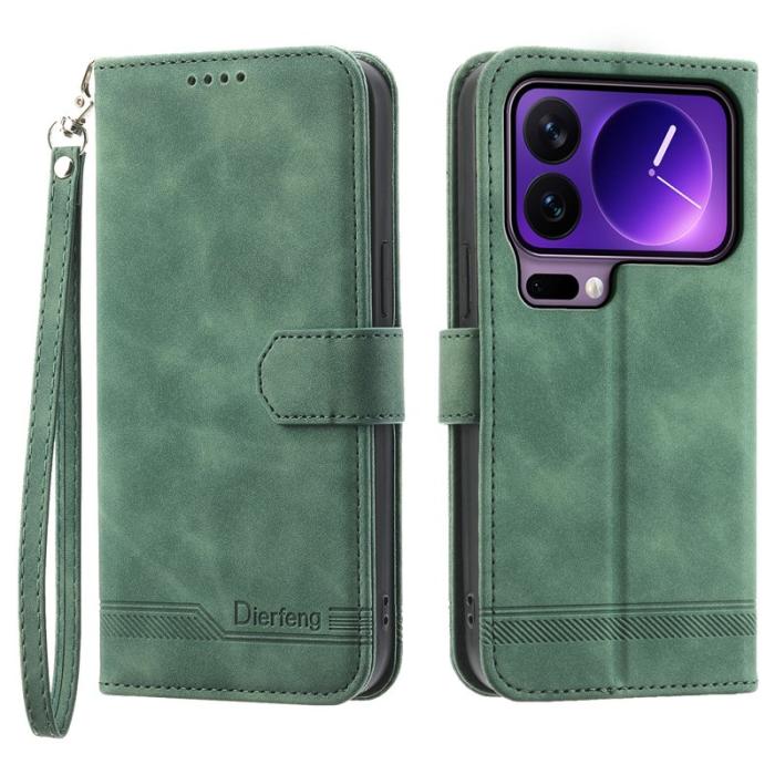 DIERFENG - DIERFENG DF-03 Plånboksfodral Konstläder för Xiaomi 17 Pro - Grön