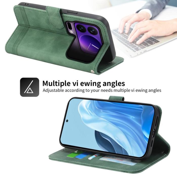 DIERFENG - DIERFENG DF-03 Plånboksfodral Konstläder för Xiaomi 17 Pro - Grön