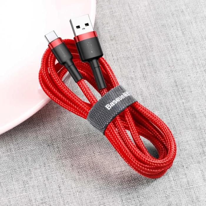 BASEUS - Baseus Cafule USB-C till USB-A kabel 3A 0.5M - Röd