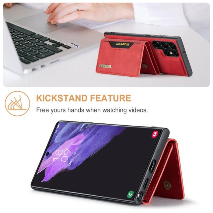 DG.MING - DG.MING Samsung Galaxy S24 Ultra Plånboksfodral Kickstand Röd