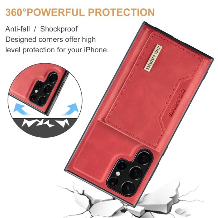 DG.MING - DG.MING Samsung Galaxy S24 Ultra Plånboksfodral Kickstand Röd