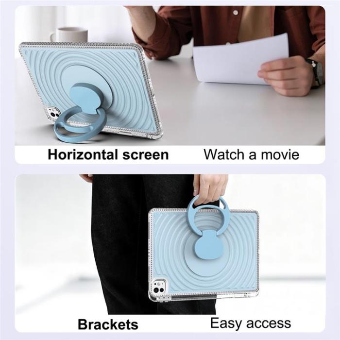 A-One Brand - iPad Pro 11 (2025 / 2024) Skal Kickstand Wave Pattern - Babyblå