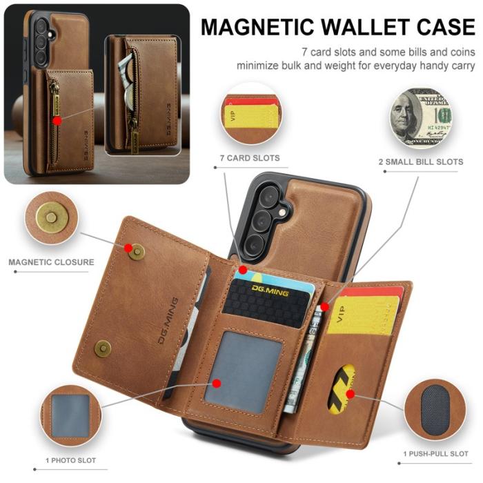 DG.MING - DG.MING Samsung Galaxy S23 FE Konstläder Plånboksfodral Magnetisk Brun