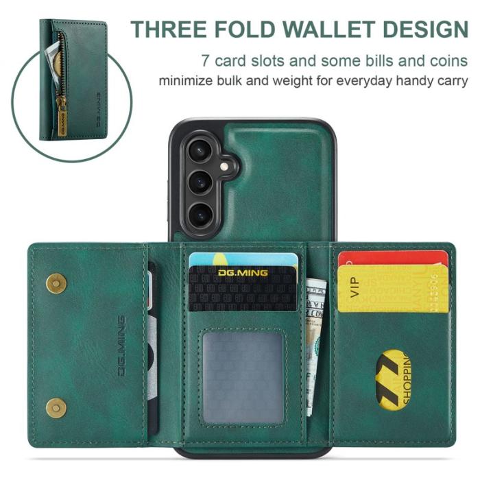 DG.MING - DG.MING Samsung Galaxy S23 FE Konstläder Plånboksfodral Magnetisk Grön