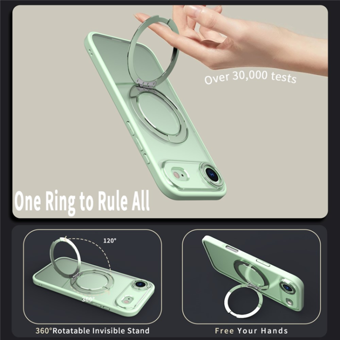 A-One Brand - iPhone Air Mobilskal Ring Kickstand TPU PC Clear - Grön