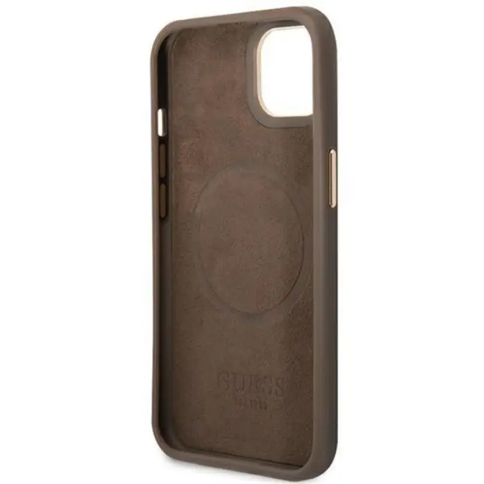 Guess - GUESS iPhone 14 Mobilskal MagSafe Logo Plate - Brun