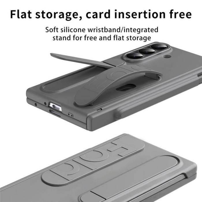 A-One Brand - Mobilskal För Galaxy Z Fold 8 Kortfack Kickstand med Skärmskydd - Grå