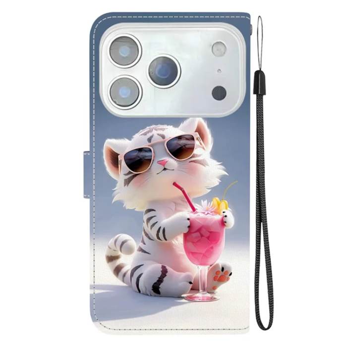A-One Brand - iPhone 17 Pro Max Plånboksfodral Med Lanyard - Cartoon Tiger
