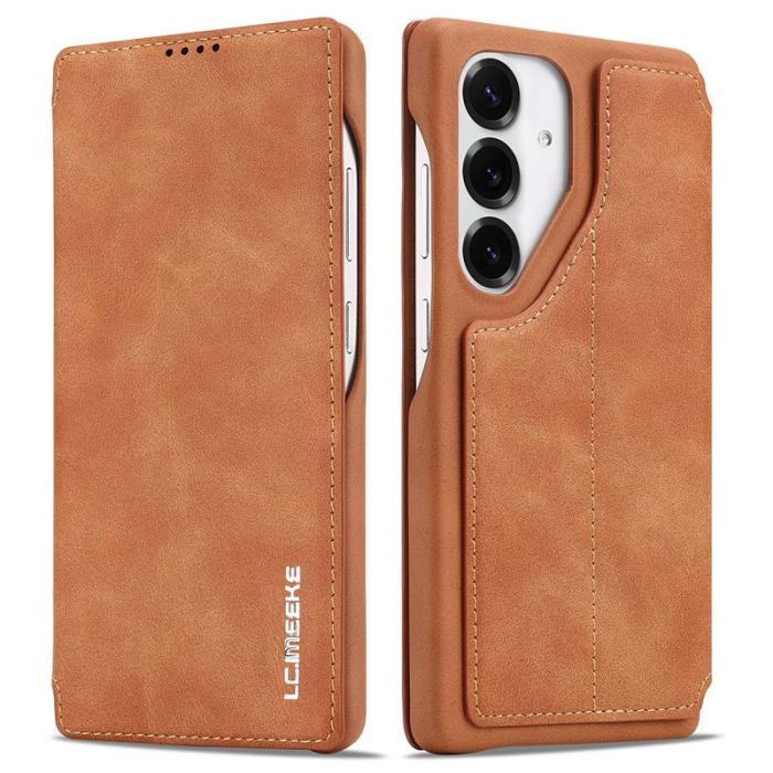 LC.imeeke - LC.IMEEKE Samsung Galaxy S25 Fodral Card Holder KonstLäder - Brun