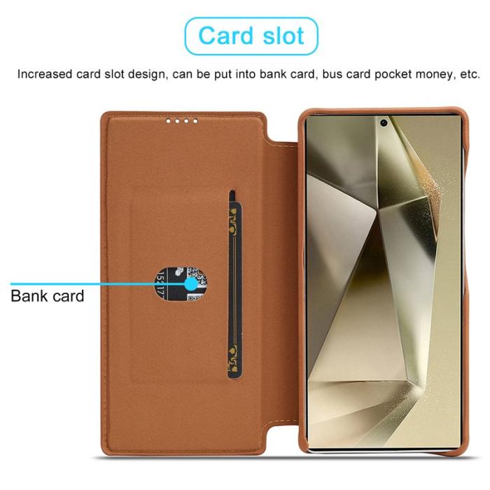 LC.imeeke - LC.IMEEKE Samsung Galaxy S25 Fodral Card Holder KonstLäder - Brun