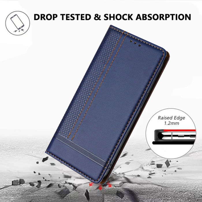 A-One Brand - iPhone 17 Plånboksfodral Kickstand Grid Pattern - Blå