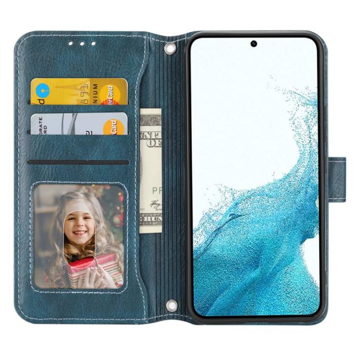 OEM - Samsung Galaxy S26 Plus Fodral Dragkedja Äkta Läder - Svartgrön