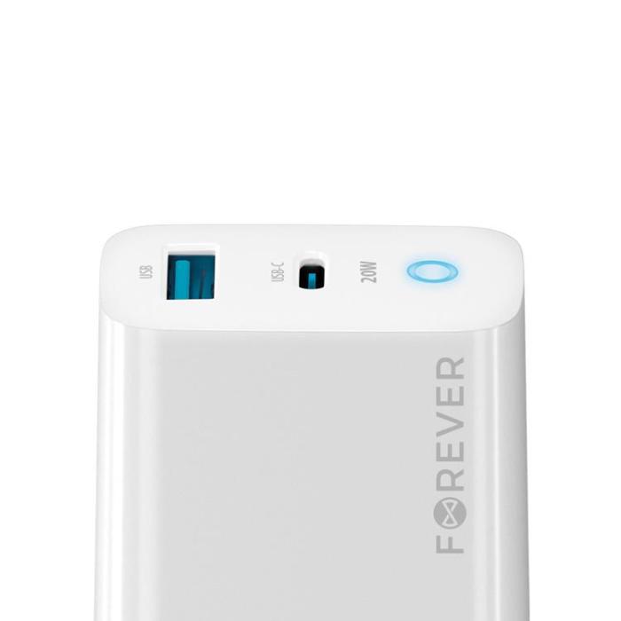 Forever - Forever Väggladdare 1x USB-C 1x USB 20W TC-06-20AC - Vit