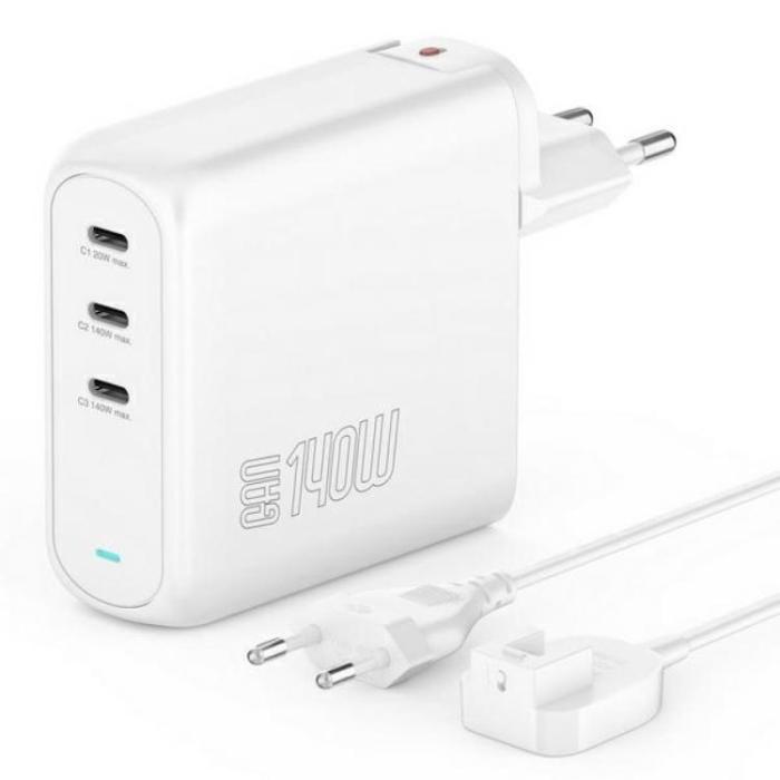 4smarts - 4smarts Snabbladdare 140W 3xUSB-C GaN Flex Pro - Vit