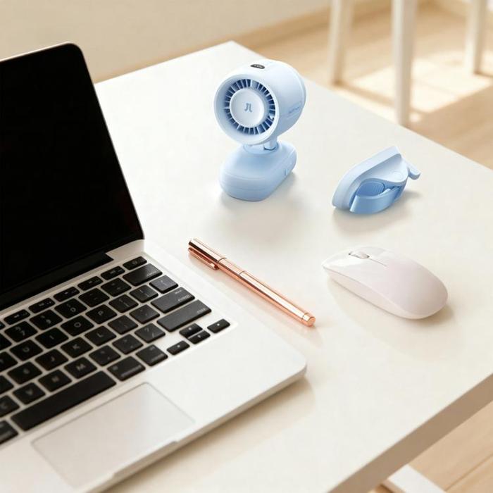 Jisulife - Jisulife Mini Barnefläkt 5000 mAh för Barnvagn med Metallklämma Fan 4 - Blå