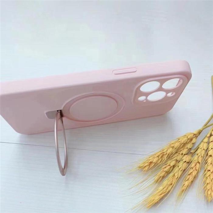 A-One Brand - Mobilskal för iPhone 15 Pro Max Liquid Silikon Magnetisk Kickstand - Himmelsblå