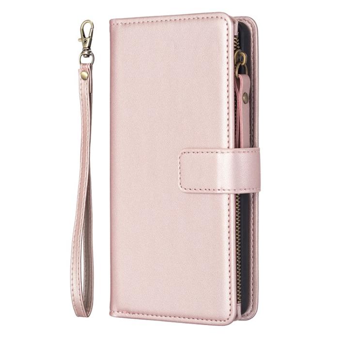 A-One Brand - iPhone 15 Plus Plånboksfodral Zipper Flip - Rosa Guld