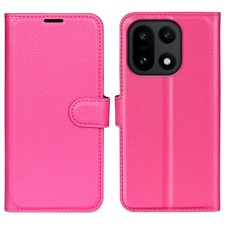 AMORUS OnePlus 15 Konstläder Plånboksfodral Litchi Shockproof - Rosa (Ros) | 2353 | AlltMobil