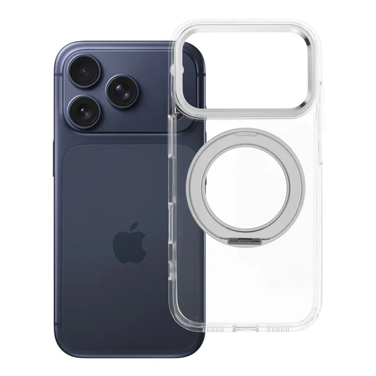 Mobilskal Magafe iPhone 17 Pro Frame Circle med Stand - Transparent
