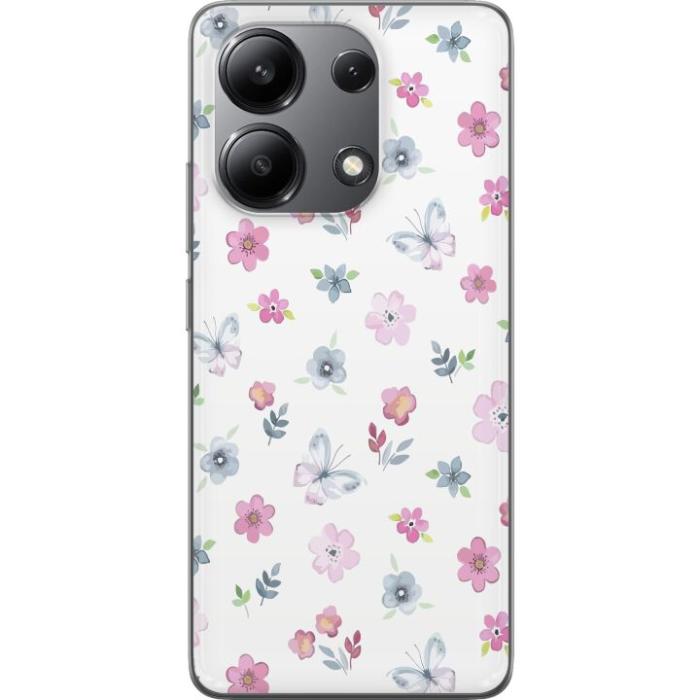iSecrets - Mobilskal till Xiaomi Redmi Note 13 4G med Blommor och fjärillar
