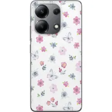 Gustaf - Mobilskal till Xiaomi Redmi Note 13 4G med Blommor och fj&auml;rillar