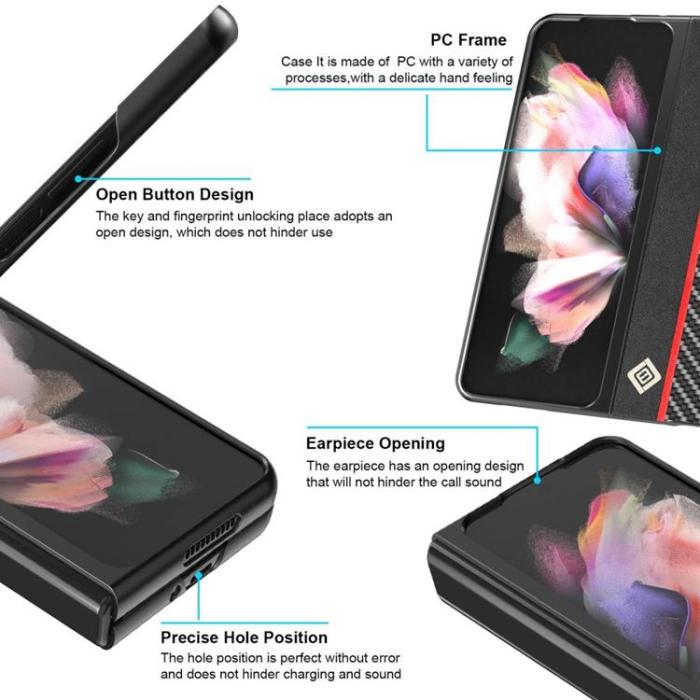 LC.imeeke - LC.IMEEKE Galaxy Z Fold 4 Skal Carbon Fiber - Svart