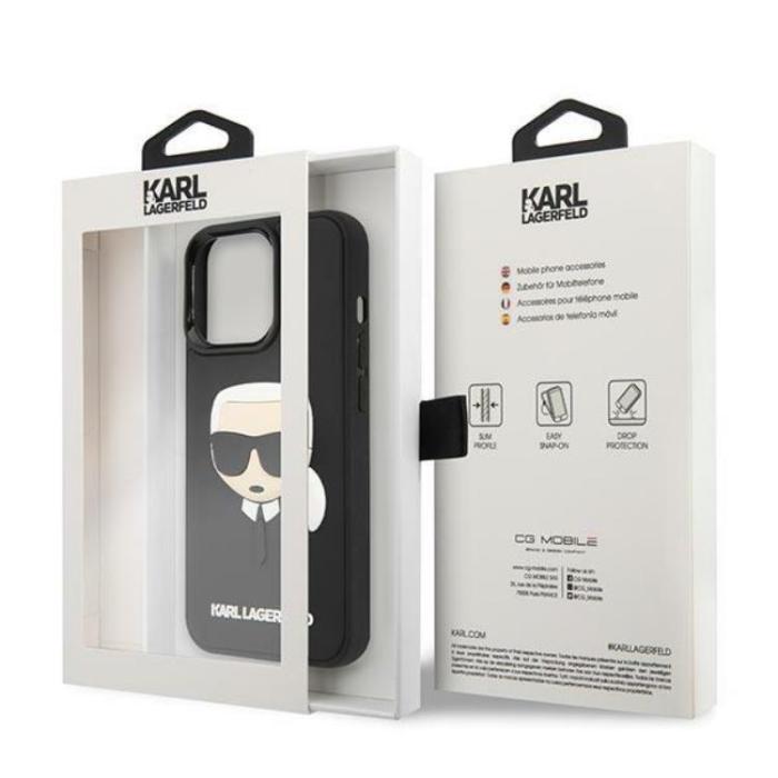 KARL LAGERFELD - Karl Lagerfeld iPhone 14 Pro Skal 3D Rubber Karl`s Head - Svart