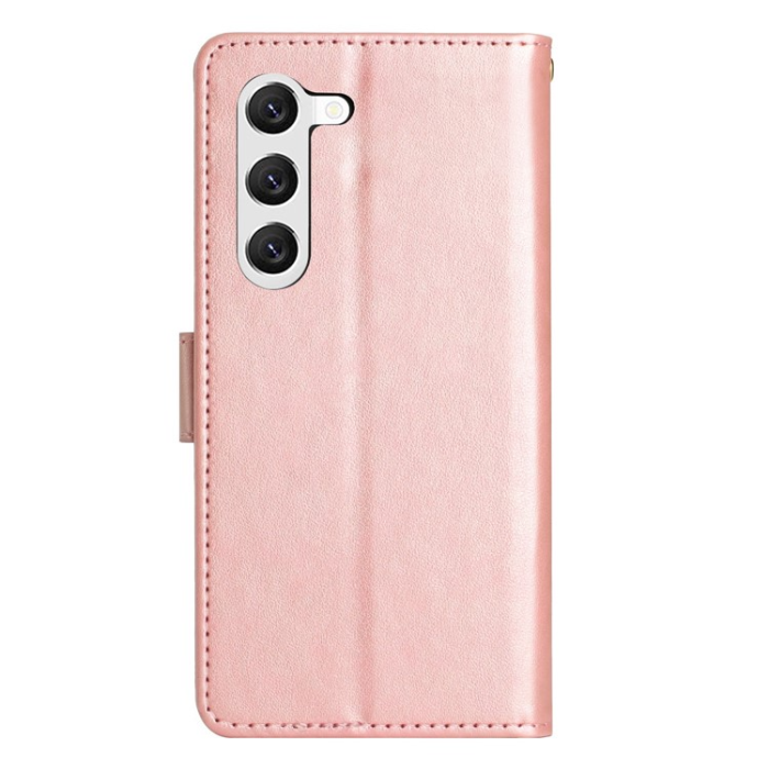 A-One Brand - Galaxy S23 Plånboksfodral Imprinting Flower Butterfly - Rosa Guld