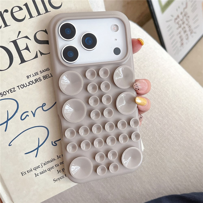 A-One Brand - iPhone 17 Pro Mobilskal Sugkopp Silikon med Tygfoder - Grå