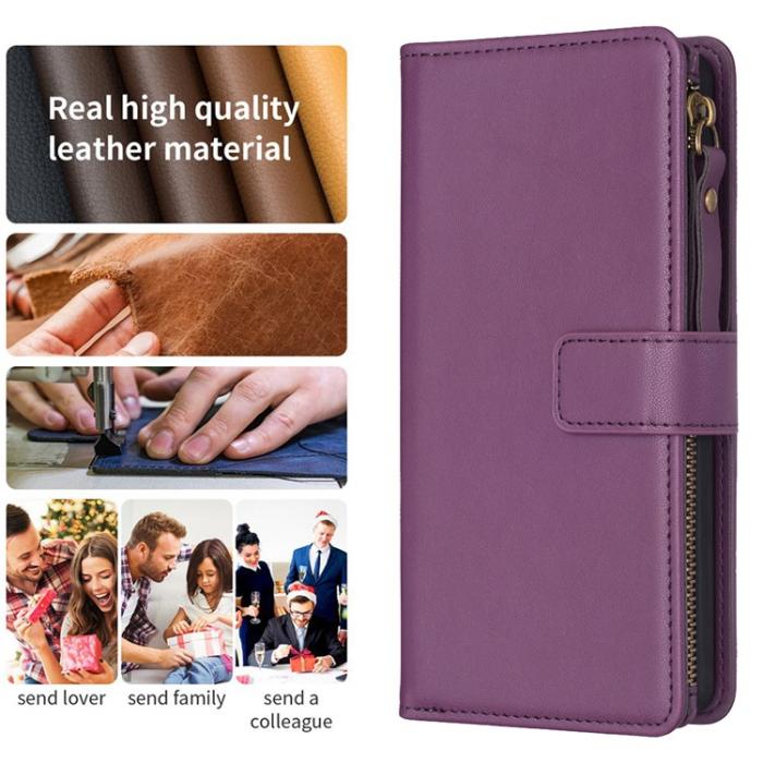 OEM - iPhone 15 Plånboksfodral Zipper Flip - Lavender