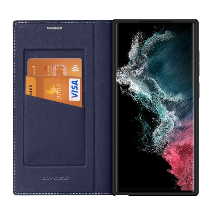Dux Ducis - Dux Ducis Galaxy S23 Ultra Plånboksfodral Skin X2 Magnetic - Blå
