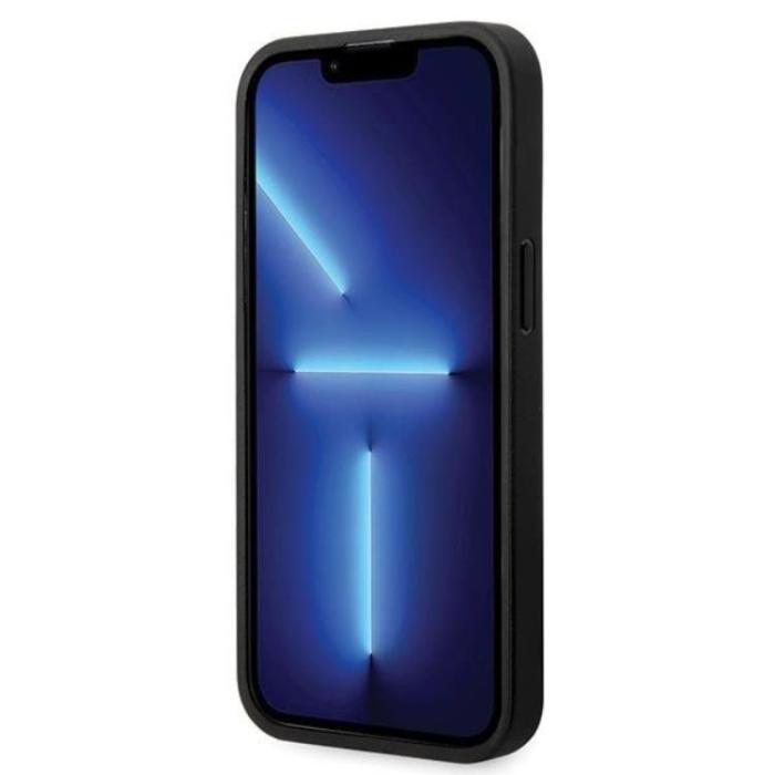 BMW - BMW iPhone 14 Pro Mobilskal Läder Diamond Pattern - Svart