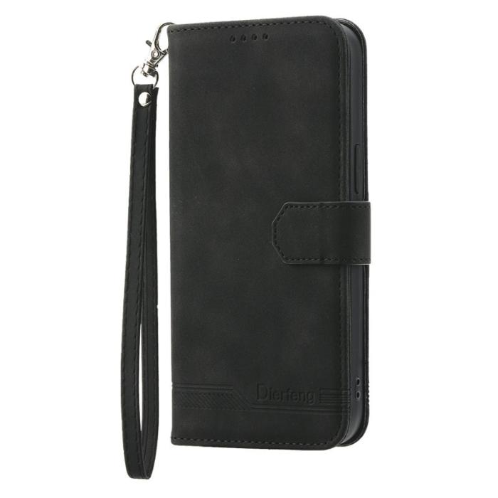 DIERFENG - DIERFENG Samsung Galaxy S26 Fodral Läder Med Handledsrem - Svart