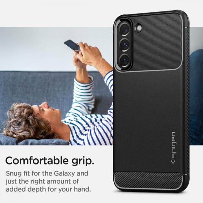 Spigen - Spigen Rugged Armor Skal Galaxy S22 - Matte Svart