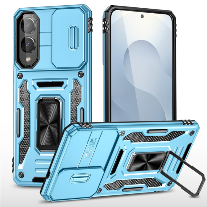 A-One Brand - Galaxy S25 Edge Mobilskal Kickstand Slide - Babyblå