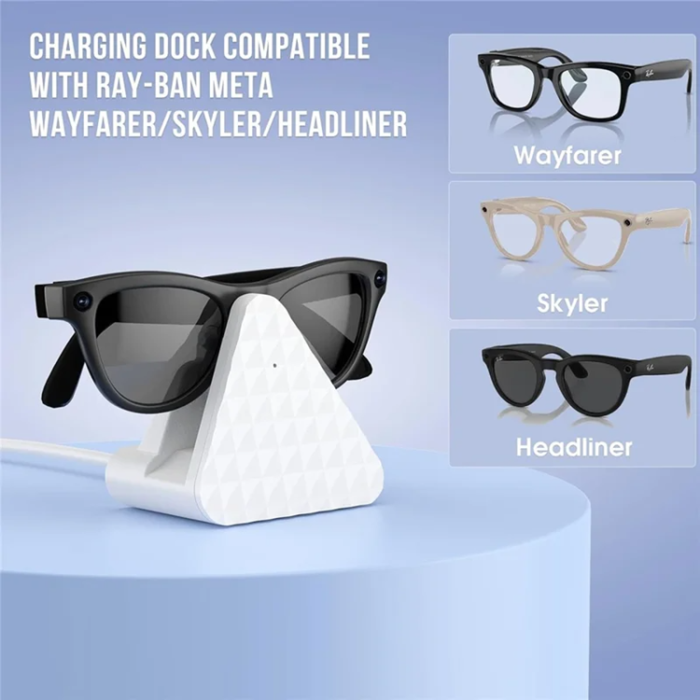 A-One Brand - Laddare Laddningsställ För Ray-Ban Meta med Adapter/Kabel - Vit