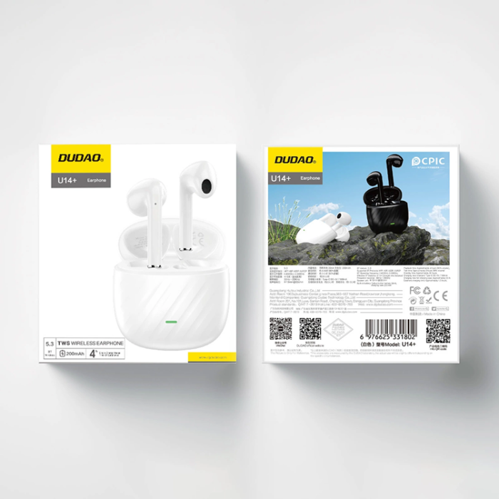 Dudao - Dudao TWS In-Ear Hörlurar Bluetooth 5,3 U14Plus - Vit