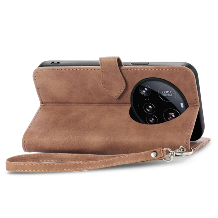 A-One Brand - Xiaomi 15 Ultra Plånboksfodral Flower Imprint Zipper - Brun