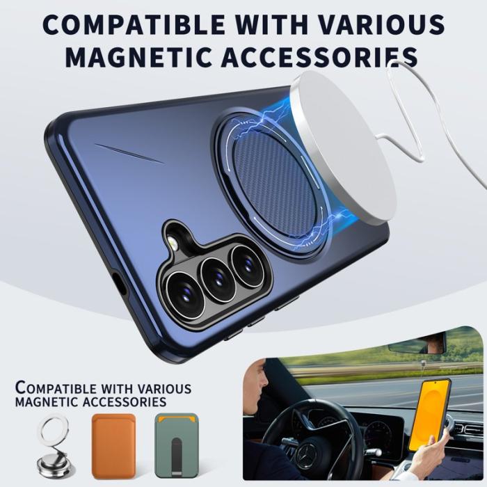 OEM - Mobilskal till Samsung Galaxy S26 Magnetiskt TPU + PC Baksida med Ställ - Blå