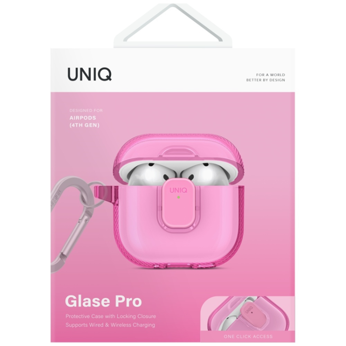 UNIQ - UNIQ AirPods 4 Skal Glase Pro Lock - Rosa